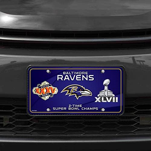 Rico Iparágak NFL Baltimore Ravens 2X Super Bowl Bajnokok Fém Auto Tag 8,5 x 11 - Nagy Teherautó/Autó/SUV