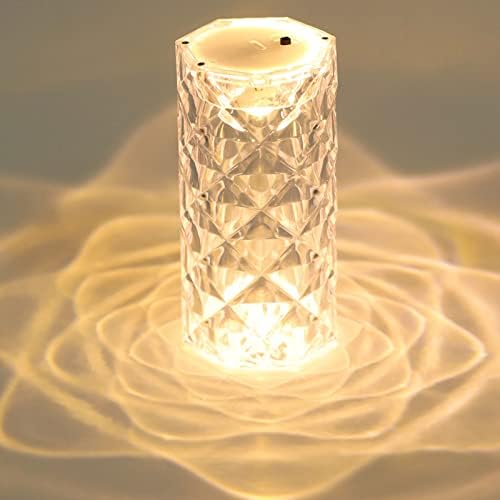 Asixxsix Kristály Lámpa, Vízálló, IP54 180MAH elemes Megható Ellenőrzési Rose asztali Lámpa, Biztonságos Átlátszó LED-es Kristály
