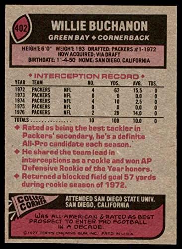 1977 Topps 402 Willie buchanon-tól Green Bay Packers (Foci Kártya) NM Packers a San Diego-i St