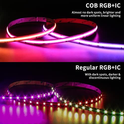 PAUTIX RGBIC COB LED Szalag Lámpa Címezhető 16.4 ft/5m, 24V színváltó Szalag Fény 3150LEDs Többszínű Rugalmas Szalag Fény, TV,Hálószoba,Fél
