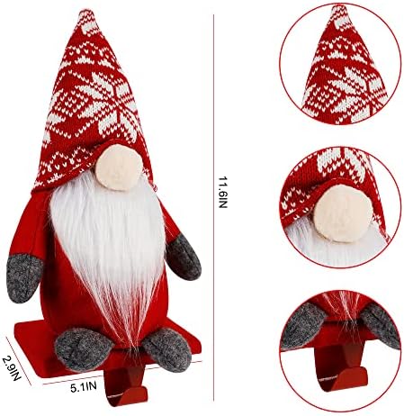 Juegoal 2 Csomag Karácsonyi Gnome Harisnya Tartók, Köpeny Karácsonyi Harisnya Állni, Fogasok, Plüss Gnome Lógó Horog Harisnya, Kandalló