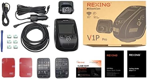 Rexing V1P Pro Dual 1080p FHD Első, mind a Hátsó 170° Széles Szög, Wi-Fi Kocsi fedélzeti Kamera, Beépített GPS Logger, Supercapacitor,