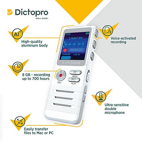 Dictopro Digitális Hang Aktivált Készülék Könnyű HD Felvétel Előadások, Találkozók Dupla Mikrofon, a zajcsökkentés Hang, Hang,