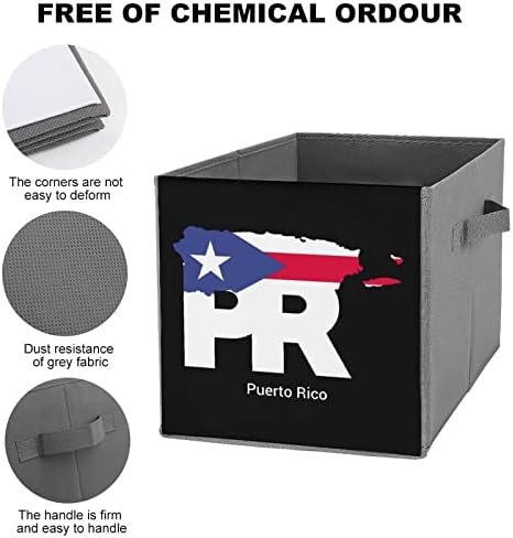 Puerto Rico Térkép Zászló Nagy Kockákra Tárolók Összecsukható Vászon Tároló Doboz, Szekrény Szervezők a Polcok
