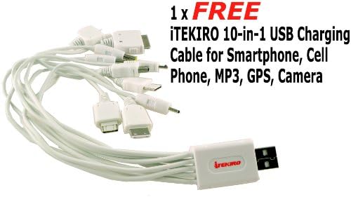 iTEKIRO Fali DC Autó Akkumulátor Töltő Készlet Panasonic DE-929A + iTEKIRO 10-in-1 USB Töltő Kábel