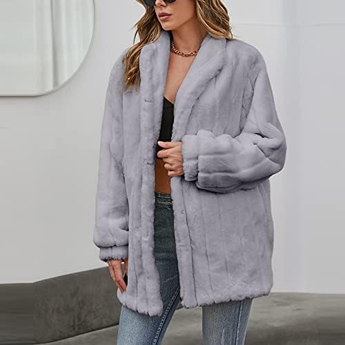 Téli Kabát Női Felszerelt Plüss Meleg Felső egyszínű Gomb Le Hajtóka, Hosszú Ujjú Túrázás Társalgó Maximum