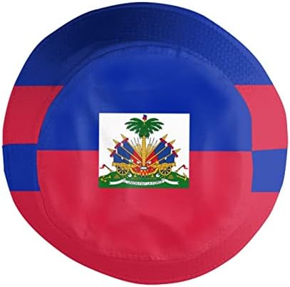Évjárat Vicces Haiti Haiti Zászló Vödör Kalapja a Férfiak a Nők Pakolható Nyári Haiti Zászló Nyomtatott Kalap a Nők, Férfiak