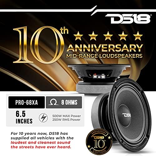 DS18 PRO-68XA 6.5 Special Edition 10 éves Mid-Bass Hangszóró 500 Watt Max 8-Ohm - Ajtó-Hangszórók Autó vagy Teherautó Sztereó