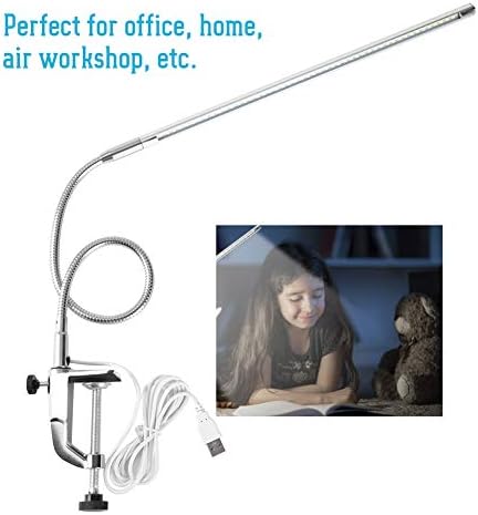 POCREATION Fehér LED asztali Lámpa, Bilincs, USB, Állítható Irányba, Fényerő Klip Szem-Gondoskodó asztali Lámpa, Olvasás, Tanulás, Tetoválás