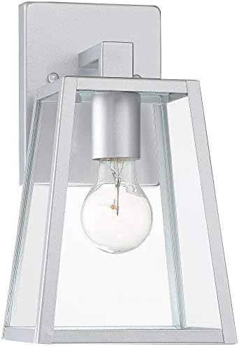 John Timberland Arrington Modern Ipari Kültéri Fali Lámpa Lámpatest, Karcsú Ezüst Acél 10 3/4 Tiszta Üveg Külső Ház Tornácos