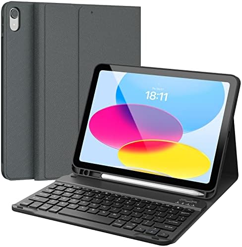 CHESONA Billentyűzet tok iPad 10 Generáció 10.9 inch - 2022, Levehető Bluetooth Billentyűzet, Folio Stand Billentyűzet Fedél