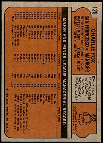 1972 Topps 129 Charlie Fox San Francisco Giants (Baseball Kártya) NM/MT Óriások