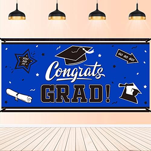 Érettségi Hátteret Banner Kék Nagy Congrats Grad Parti Kellékek Dekoráció, Fotózás Hátteret 2023 Érettségi Buli