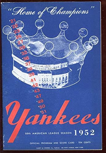 1952 MLB Program St. Louis Brown, a New York Yankees EX - MLB Programok