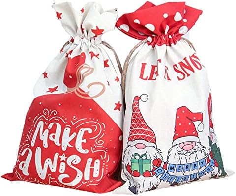 SANTOUSI Karácsonyi Vászon Zsák Összehúzható Ajándék Táskák Édes Cukorkát, Táskák, Ékszerek, Candy Tasak 2DB