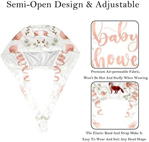 2 Csomag Dolgozó Kap a Gomb & Hajpánt Női Hosszú Haj Nyakkendő Állítható Hátsó Sapka Gyönyörű Virág, Fox