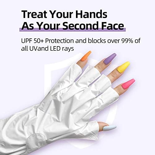 Lucoffeoi Anti UV Kesztyűt a Zselés műköröm Lámpa (2 Pár), Zselés Manikűr Kesztyű UV-Védelem, Professional Nail Art bőrápoló Ujjatlan