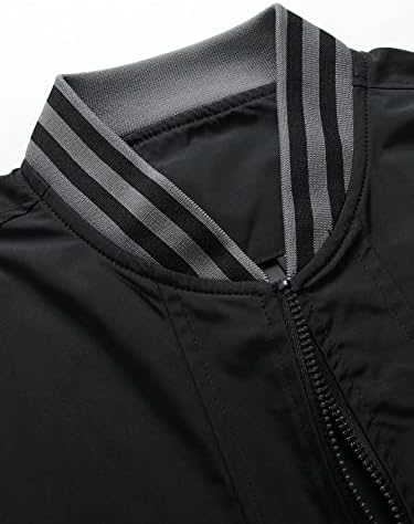 OSHHO Kabátok Női - Férfi Colorblock Csíkos Trim Bomber Dzseki Nélkül Tee (Szín : Fekete, Méret : Közepes)