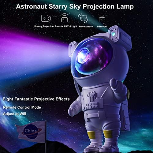 JIEJIE-JJ Csillagos Éjszaka Fény Projektor Űrhajós LED Projektoros Lámpa Távirányító, Állítható Fej Szög,Ajándék Gyerekeknek,