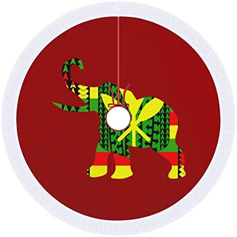 Törzsi Kanaka Maoli Elefánt Zászló karácsonyfa Szoknya, Piros Kör karácsonyfa Szoknya Rojtos Széle Beltéri Kültéri Udvaron Dekoráció
