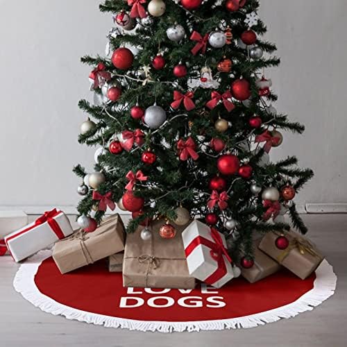 Nyugalom, Szeretet Kutyák karácsonyfa Szoknya, Piros Kör karácsonyfa Szoknya Rojtos Széle Beltéri Kültéri Udvaron Dekoráció