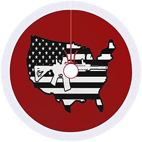 Fekete Amerikai Fegyvert, Zászlót, karácsonyfa Szoknya, Piros Kör karácsonyfa Szoknya Rojtos Széle Beltéri Kültéri Udvaron Dekoráció