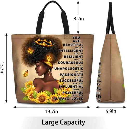 Afro-Amerikai Tote Bags Női Fekete Művészet Tote Afro Fekete Lány Mágikus Táska Táskák Iskola Tornaterem Utazás