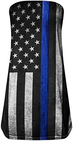 Női Ujjatlan Bandeau Tartály Amerikai Zászló Nyomtatott Cső Felső július 4-Ujjatlan Alkalmi Tunika Blúz Nyári csőfelső