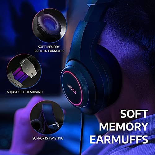 AIHOOR G10 Vezetékes Gaming Headset Mikrofonnal, fülhallgatók, Sztereó Surround Hangzás zajszűrő Mikrofon, 3,5 mm Audio Jack, Puha