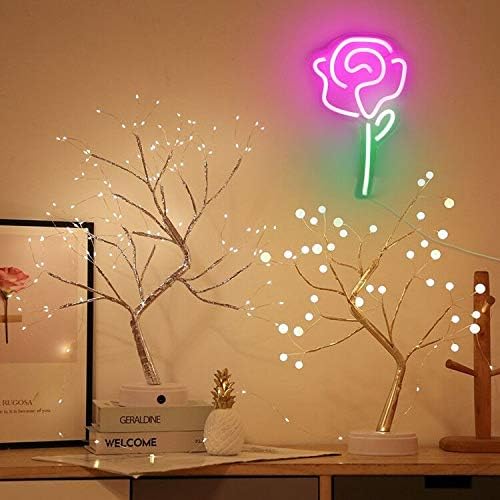 LED Neon Fény, Cynzia Rózsa Virág neonreklám USB Powered Wall Art Fény, Neon Fények Otthoni Dekoráció Asztal Szoba Hálószoba