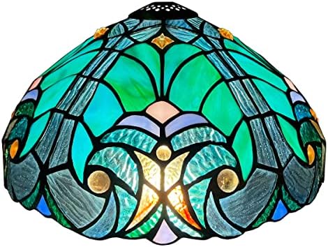 Cotoss Tiffany asztali Lámpa Árnyékában 12 Széles Viktoriánus Stílusban Festett Üveg Lámpabúra az Asztal asztali Lámpa Akcentussal Lámpa