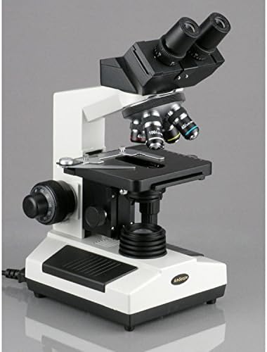 AmScope B390A Összetett Binokuláris Mikroszkóp, 40X-1600X Nagyítás, Brightfield, Halogén Világítás, Abbe Kondenzor, Dupla Réteg