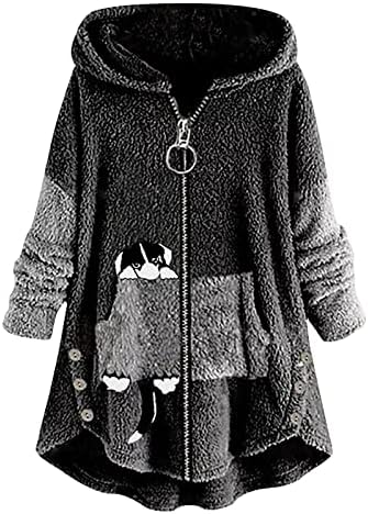 RMXEi Takarót, Pulcsit Nők,Női Őszi-Téli Alkalmi egyszínű Plüss Meleg Kapucnis Plus Size Kabát