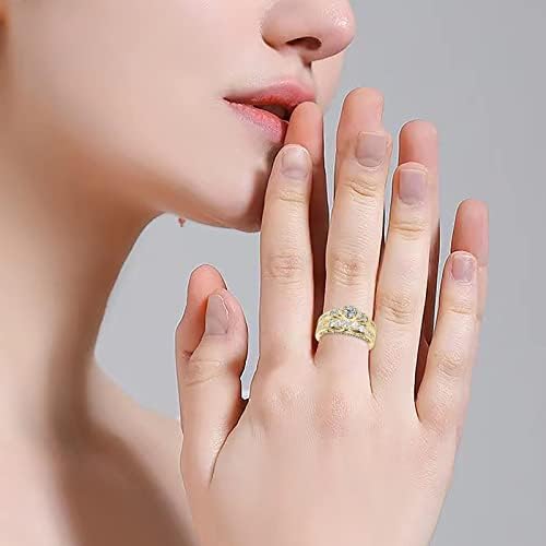 WYBAXZ fel-Le a Gyűrű a Lánya páros Gyűrű Gyémánt Női Divat Ékszerek Legnépszerűbb Tartozékok Gyűrűk Mérete 14 (Arany, 9)