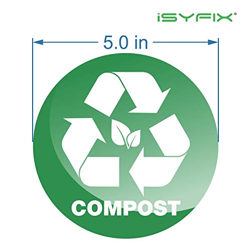 iSYFIX Komposzt Matrica a Szemetes Kuka - 6 csomag 5 inch – Prémium Öntapadó Vinyl, Laminált az Időjárásálló, UV-álló, Tökéletes