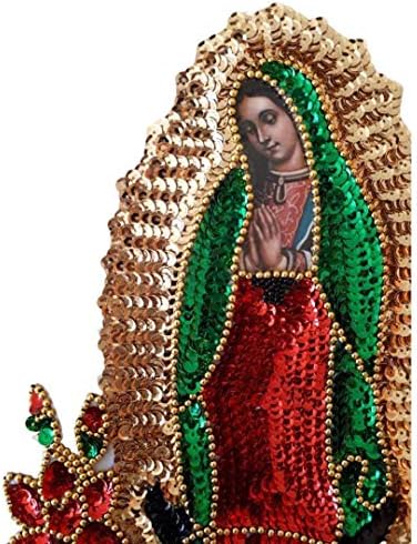 Virgen de Guadalupe Sequin Javítás, A Hölgy Guadalupe Varrás Javítás, Sequin Hímzett Javítás Vörös Rózsa, Lady Guadalupe vörös Rózsa Rátét,