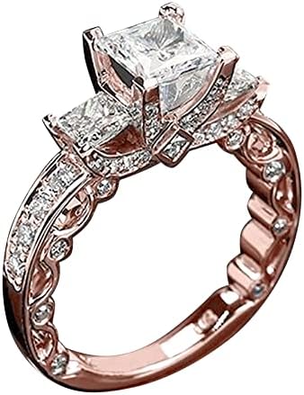 3 Kő Hercegnő Vágott, Eljegyzési Gyűrűk, a Nők Vintage/Antik Cirkónia Esküvői Évfordulós Gyűrű