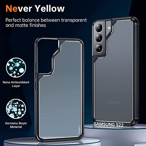 LK [5-in-1] a Samsung Galaxy S22 Esetben, 5G, 2 Csomag Edzett Üveg kijelző Védő fólia & 2 Csomag Lencse Védő, Matt-fejezd be,