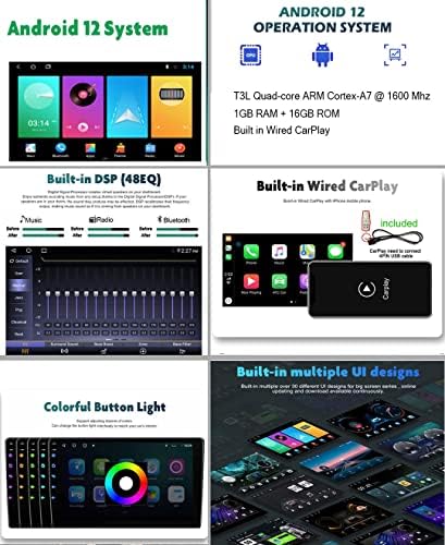 Autosion a Dash Android 12 Autó Player Rádió fejegység, GPS Navi Sztereó Fiat F500 2007- Kormánykerék Vezérlő WiFi Multimédia Carplay