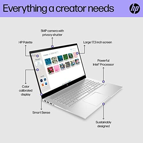 HP Envy Laptop, 17.3, Full HD felbontású, Érintőképernyős, 12 Generációs Intel Core i7-1260P, 32GB RAM, 512 gb-os PCIe SSD, IR