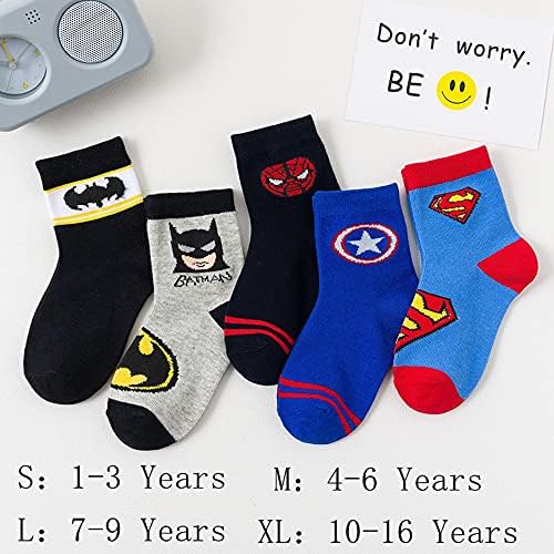 5 pár Szuperhős gyerekek zokni.A Bosszúállók gyerekek zokni,pamut zokni,zokni ágy.Pókember,NEKÜNK Kapitány,Superman Zokni