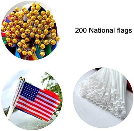 WEITBF 200 Országok Nemzetközi Zászlók a Világ Kis Mini Kézi Zászlók a Botot,8.2 x 5,5 Inch