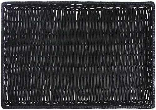 HUBERT® Fonott Tároló Kosár, Fekete Műanyag - 18 L x 26 W x 2 H
