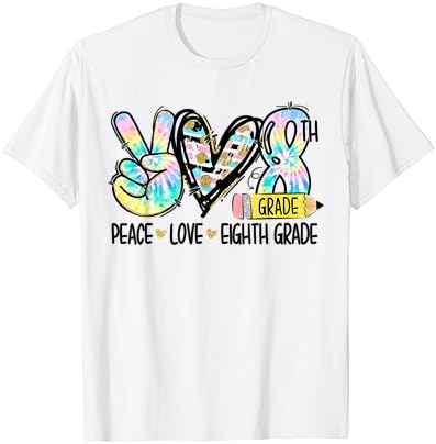 Béke, Szeretet Nyolcadik Vicces Nyakkendő Festék A Diák-Tanár T-Shirt