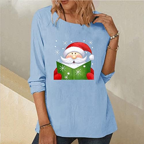 Plus Size Karácsonyi Maximum a Nők, Női Hosszú Ujjú Sleeve Karácsonyi Minta Nyomtatott Szegély Felső Póló Sport Póló