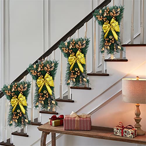 Prelit Karácsonyi Vezeték nélküli LED világít Dekorációs Vágja le a Lépcsőn, Koszorú Prelit Dekoráció & Lóg (B)