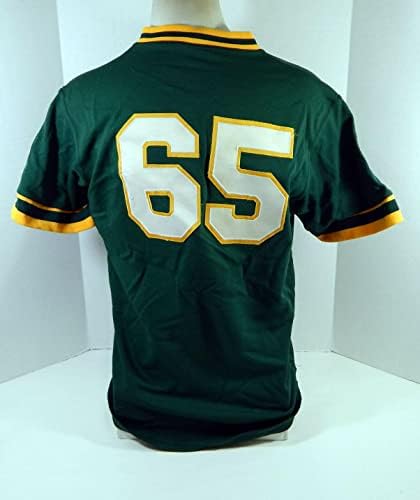 1984-92 Oakland Egy Atlétika 65 Játék Használt Zöld Jersey gyakorlást 201 - Játék Használt MLB Mezek