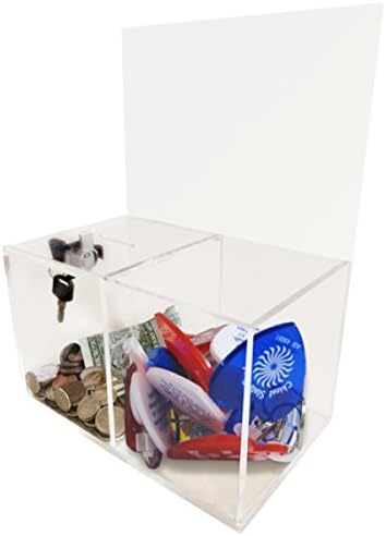 Adomány Box - Gyűjtemény Box - Tipp Konténer - W/Két Rekesz, Egy Rekesz Zárva, Más Nyílt Adok-Kapok - Nagyszerű, Csodálatos