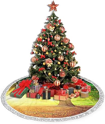 Őszi Naplemente karácsonyfa Szoknya, karácsonyfa Szoknya Szőnyeg Tassel a Nyaralás, Esküvő Dekoráció 48