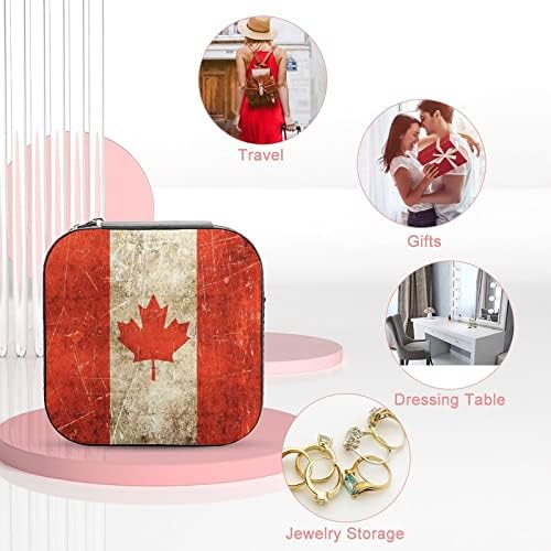 Kanadai Zászló Női Prémium Utazási Kis Ékszeres Doboz, Nyaklánc, Gyűrű, Tároló Szervező Mini vitrin